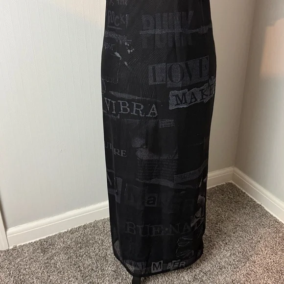 DESIGUAL Tulle Newspaper Midi Dress In Black Medium Brand New - Picture 6 of 11